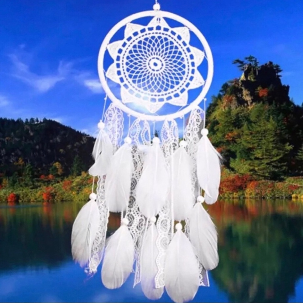 White Dreamcatcher Wall Hanging - Boho Home Party Decor